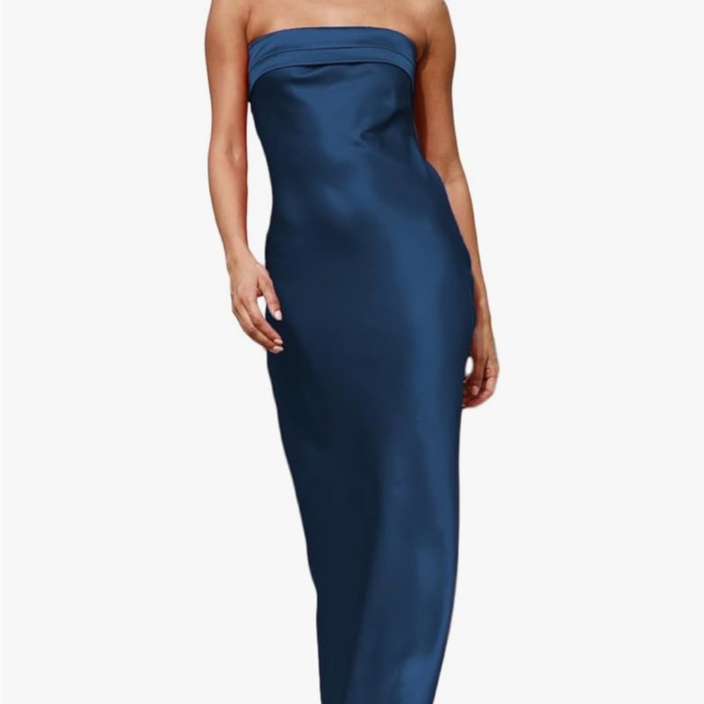 Elegant Blue Strapless Dress
